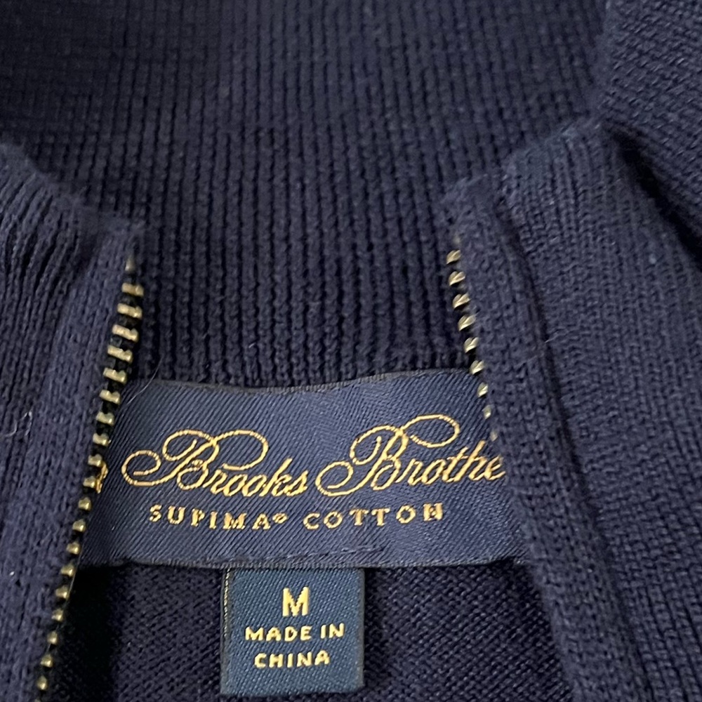 Brooks Brothers Men’s Navy 1/4 Zip Supima Cotton Pullover Sweater Size Medium